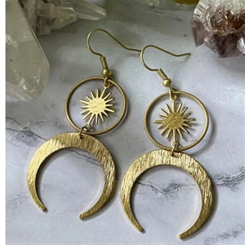 Crescent Moon-Sun Earrings