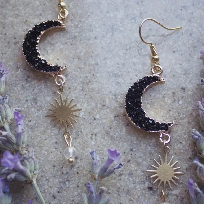 Crescent Moon-Sun Earrings