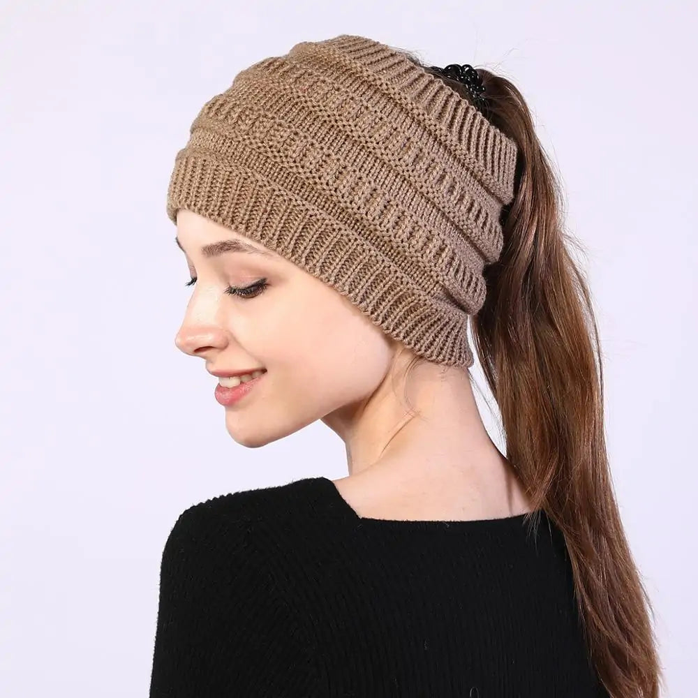 Knitted Ponytail Beanies
