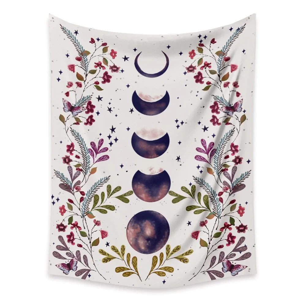 Floral Moon Phase Tapestry