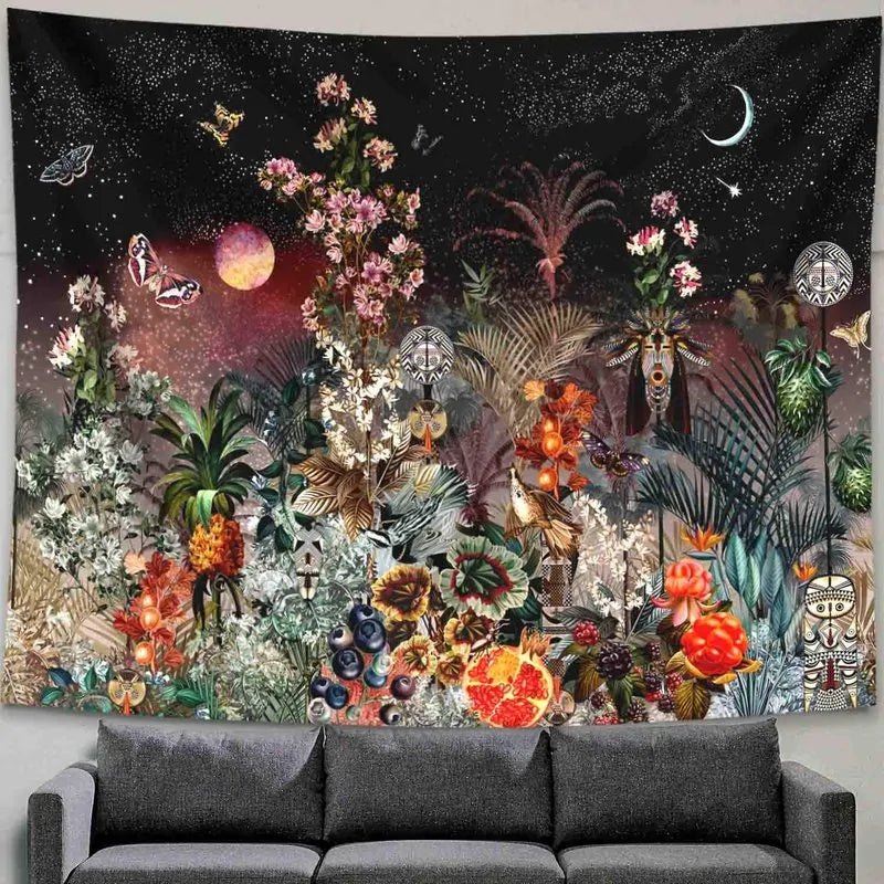 Floral Moon Phase Tapestry