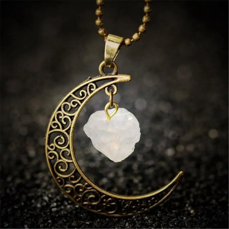 Crescent Moon Crystal Necklace
