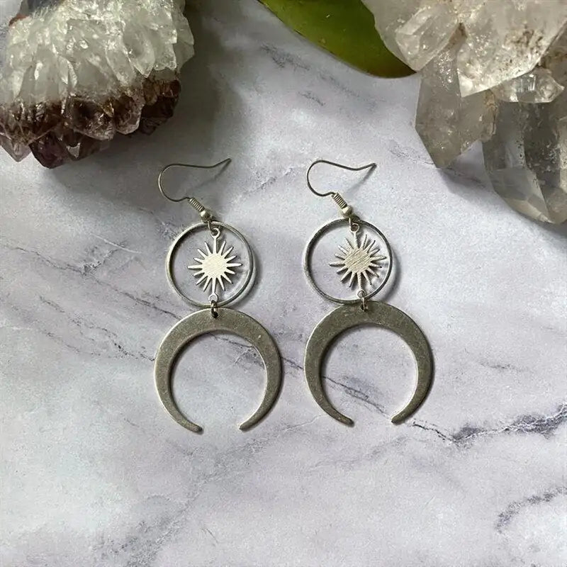 Crescent Moon-Sun Earrings