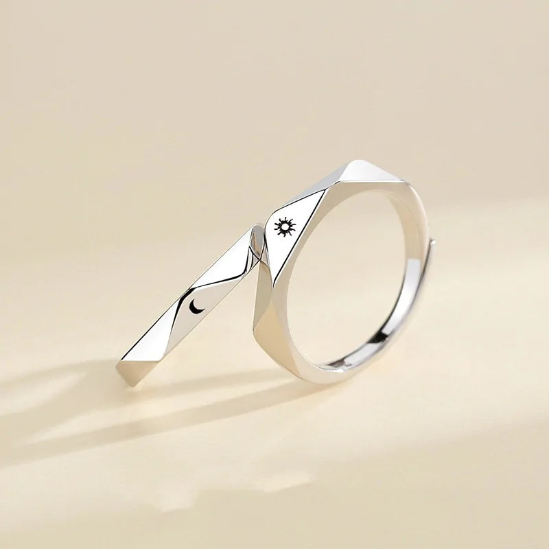 Minimalist Sun Moon Adjustable Ring