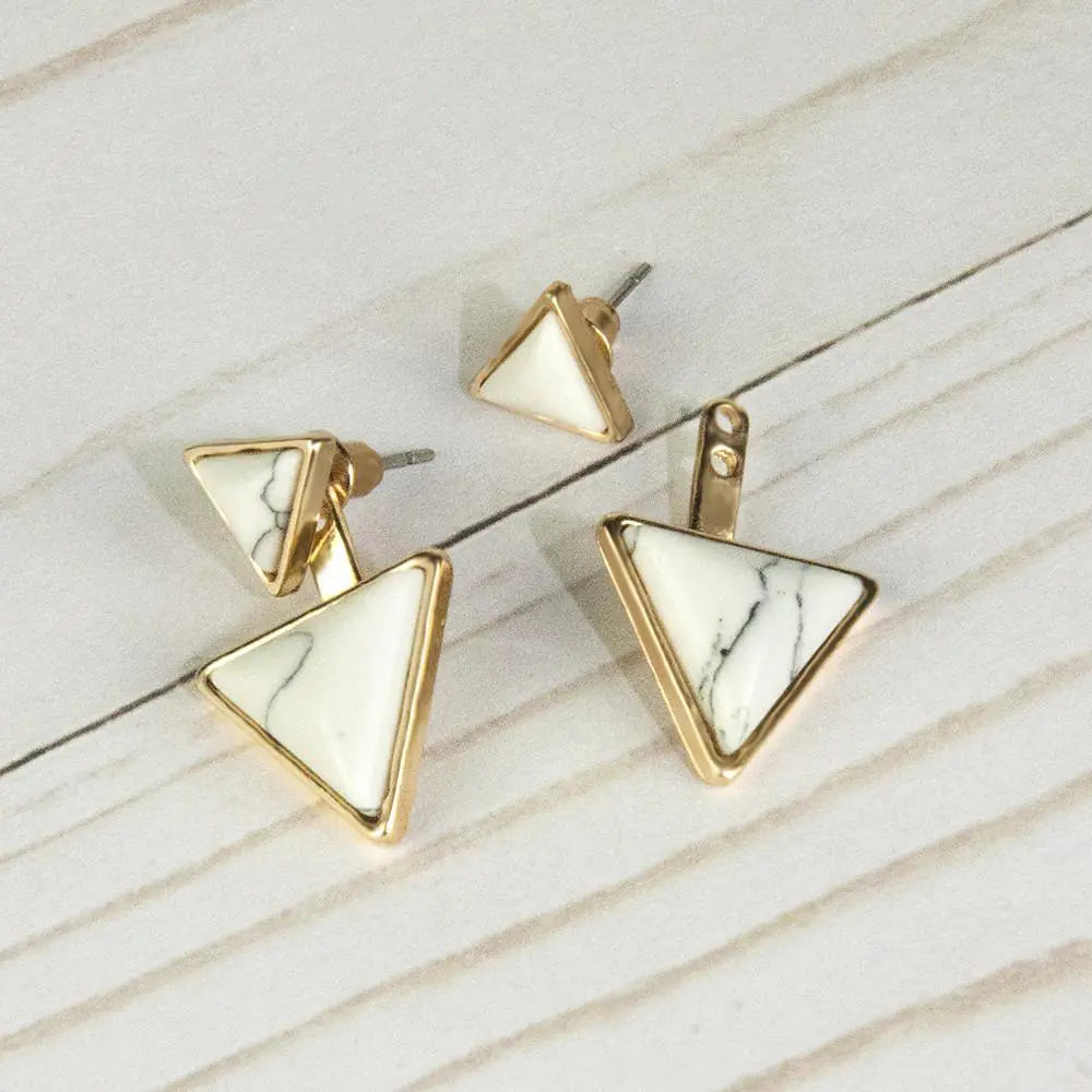 White Marble Earrings