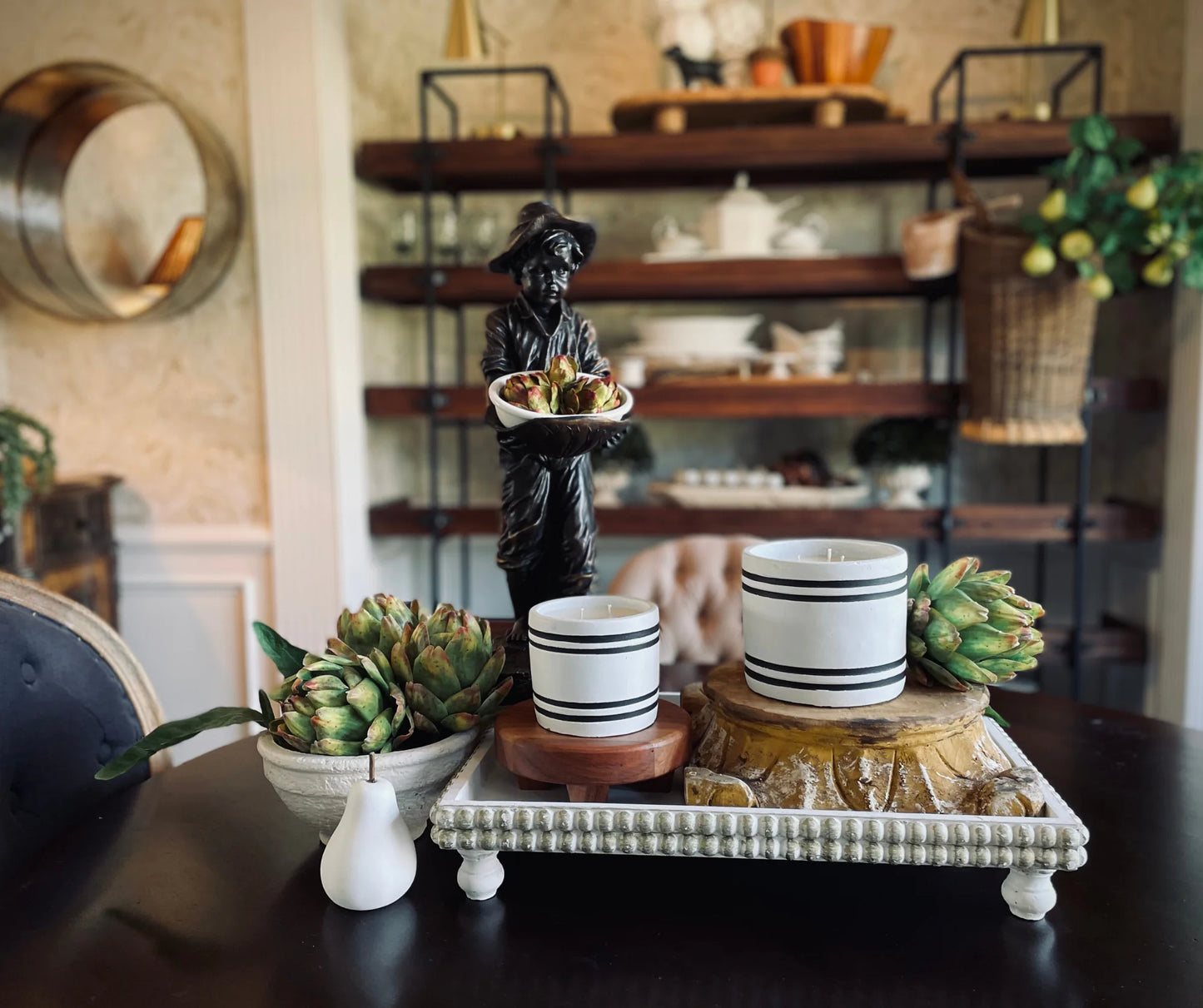 Striped Stone Candle