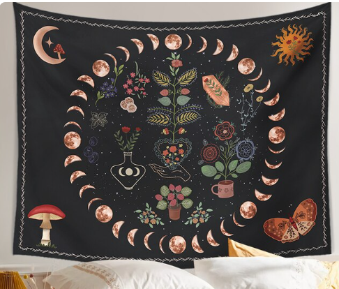 Botanical Moon Phase Tapestry