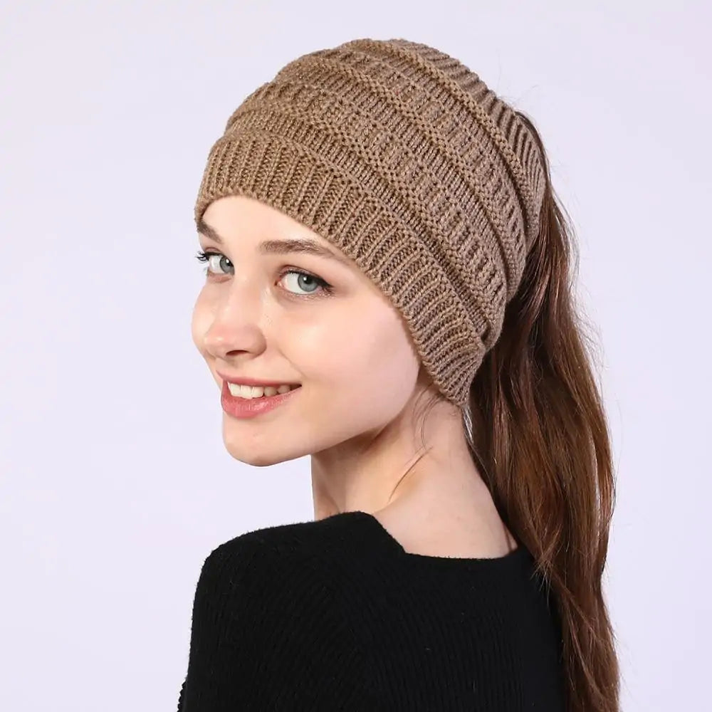 Knitted Ponytail Beanies