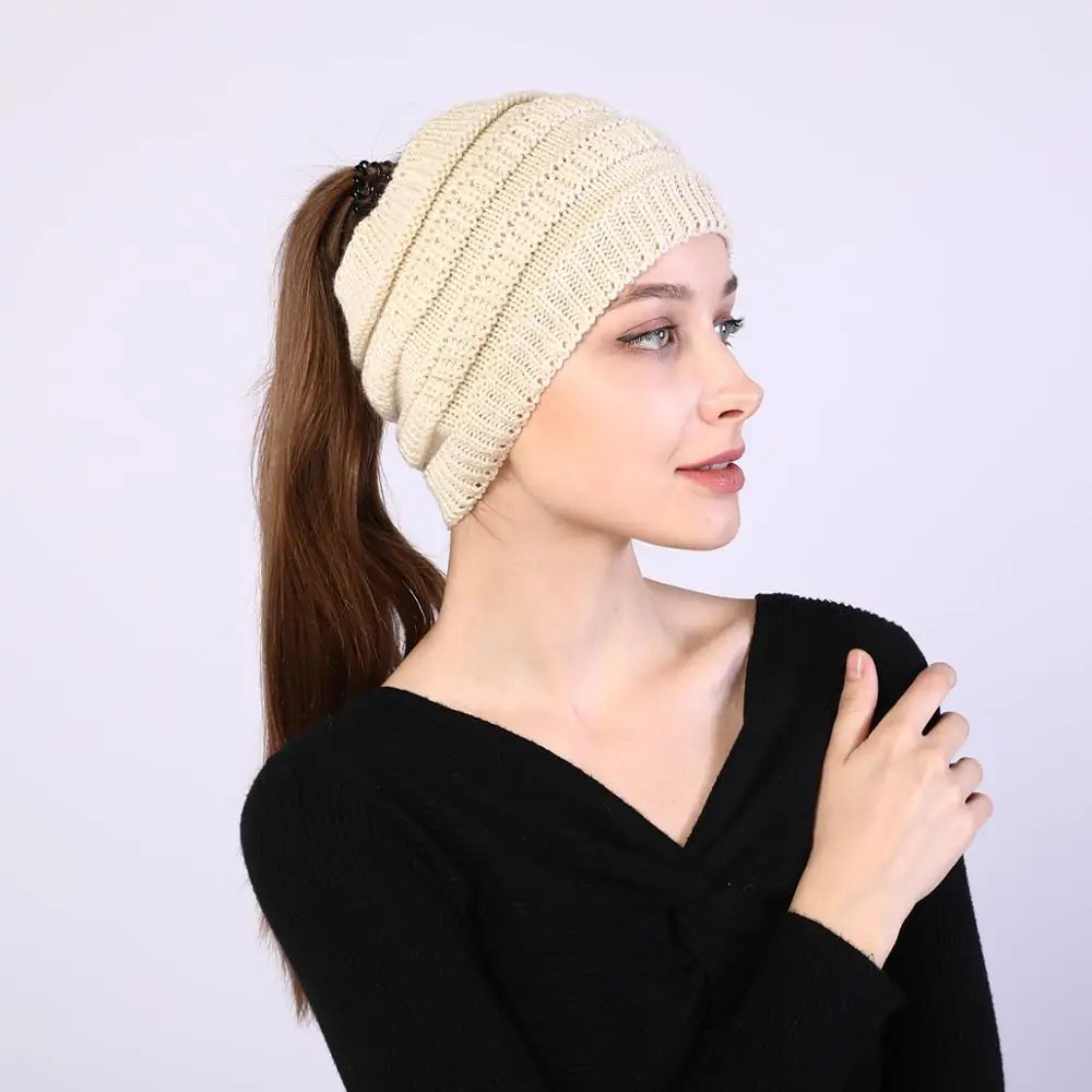Knitted Ponytail Beanies