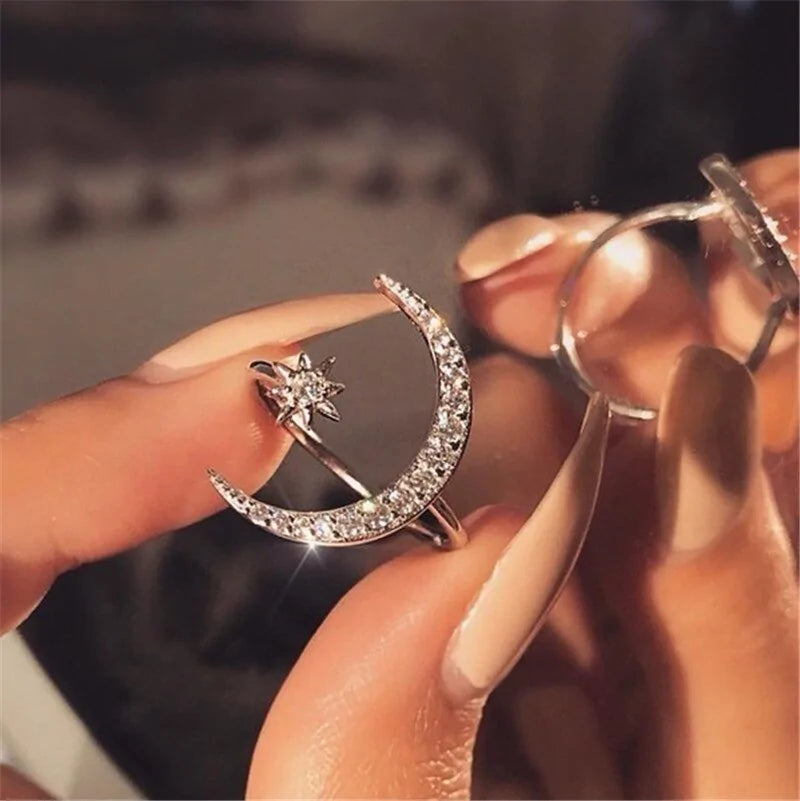 Crescent MoonStar Ring
