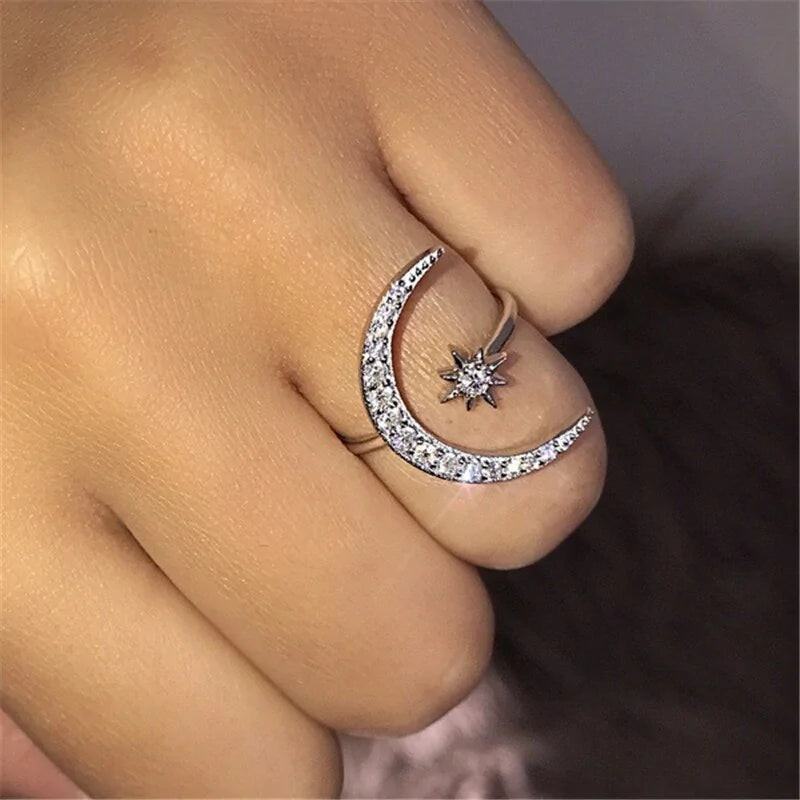 Crescent MoonStar Ring