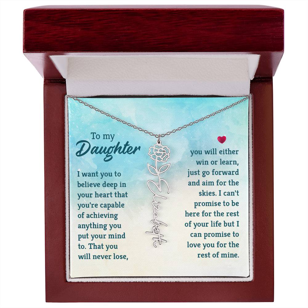 Custom Floral Name Necklace - Daughter
