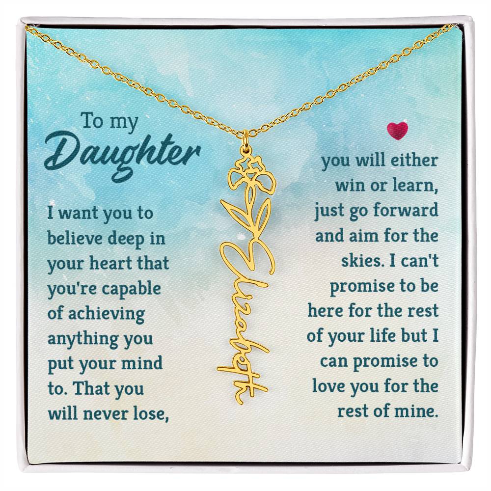 Custom Floral Name Necklace - Daughter