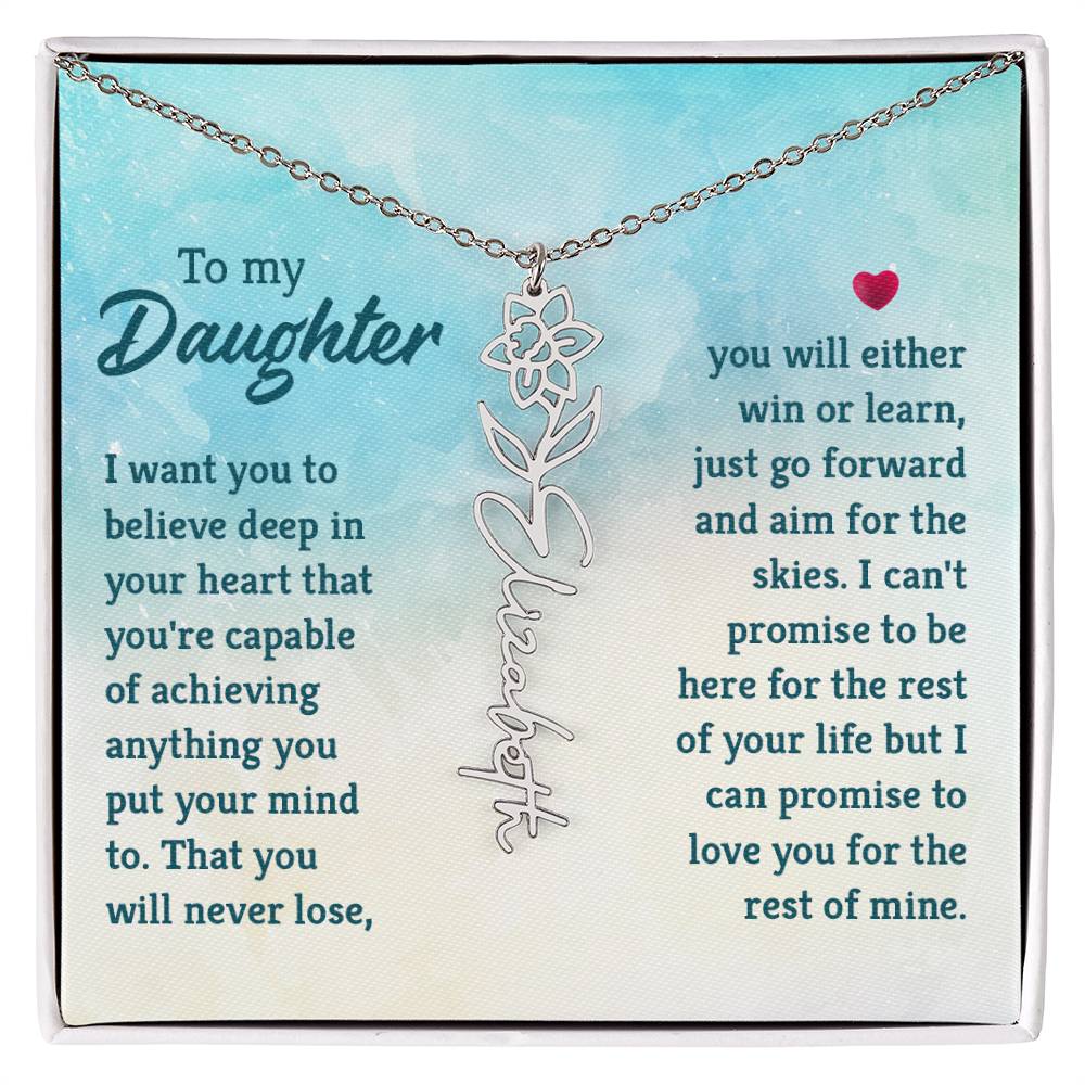 Custom Floral Name Necklace - Daughter
