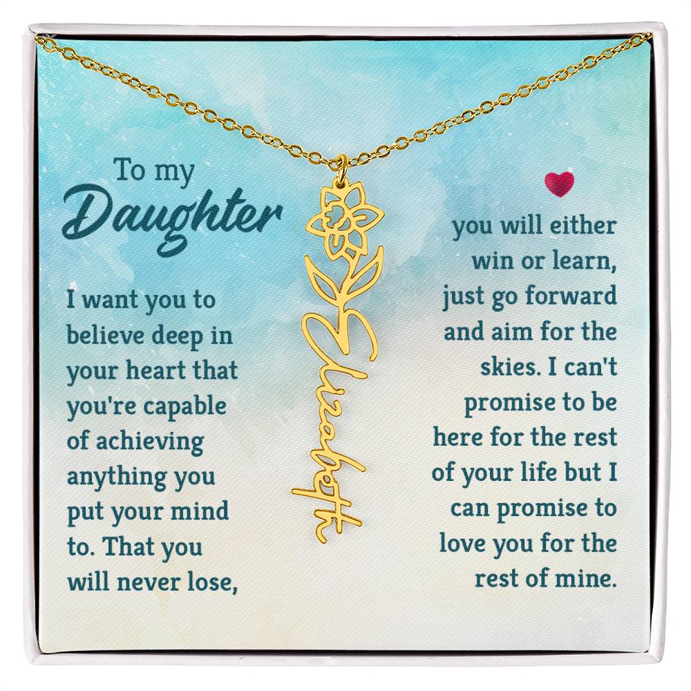Custom Floral Name Necklace - Daughter