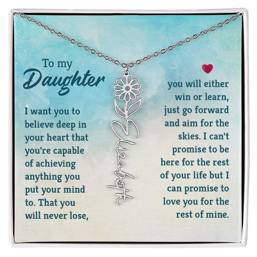 Custom Floral Name Necklace - Daughter