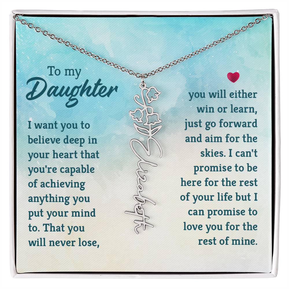 Custom Floral Name Necklace - Daughter