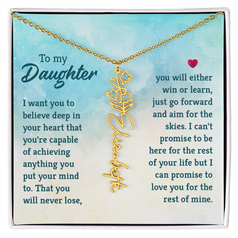 Custom Floral Name Necklace - Daughter