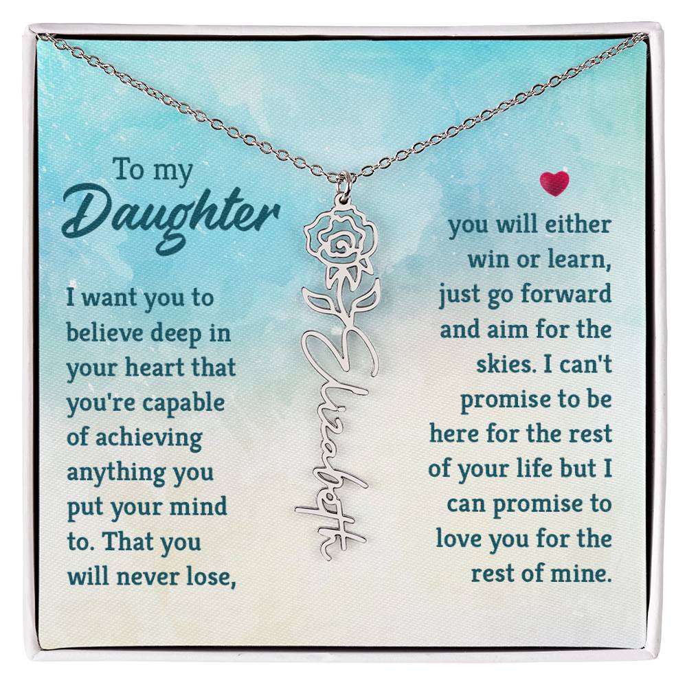 Custom Floral Name Necklace - Daughter