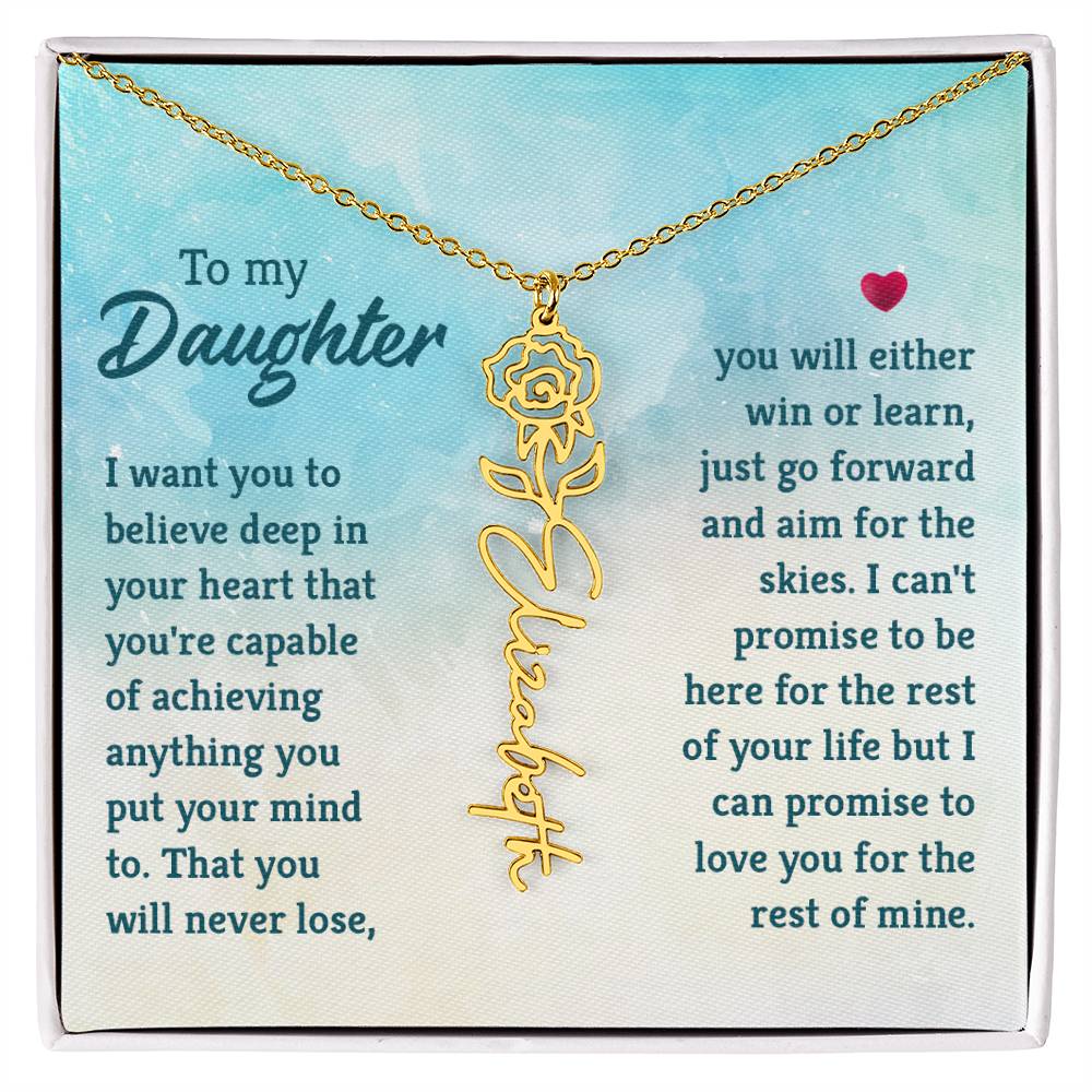 Custom Floral Name Necklace - Daughter