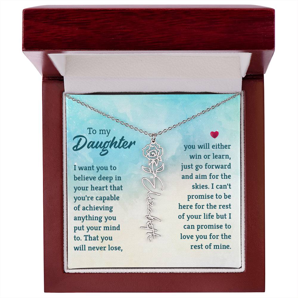 Custom Floral Name Necklace - Daughter