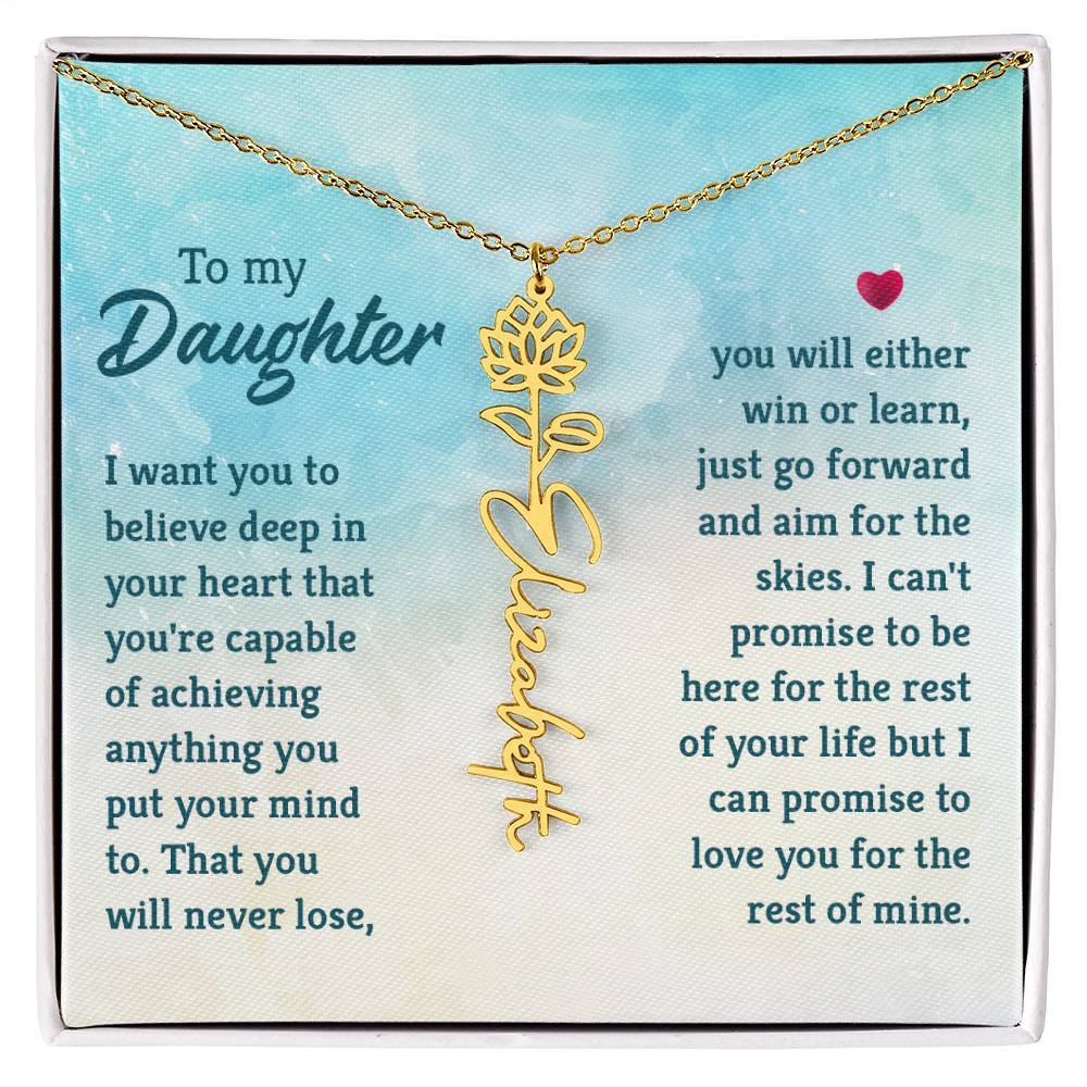 Custom Floral Name Necklace - Daughter