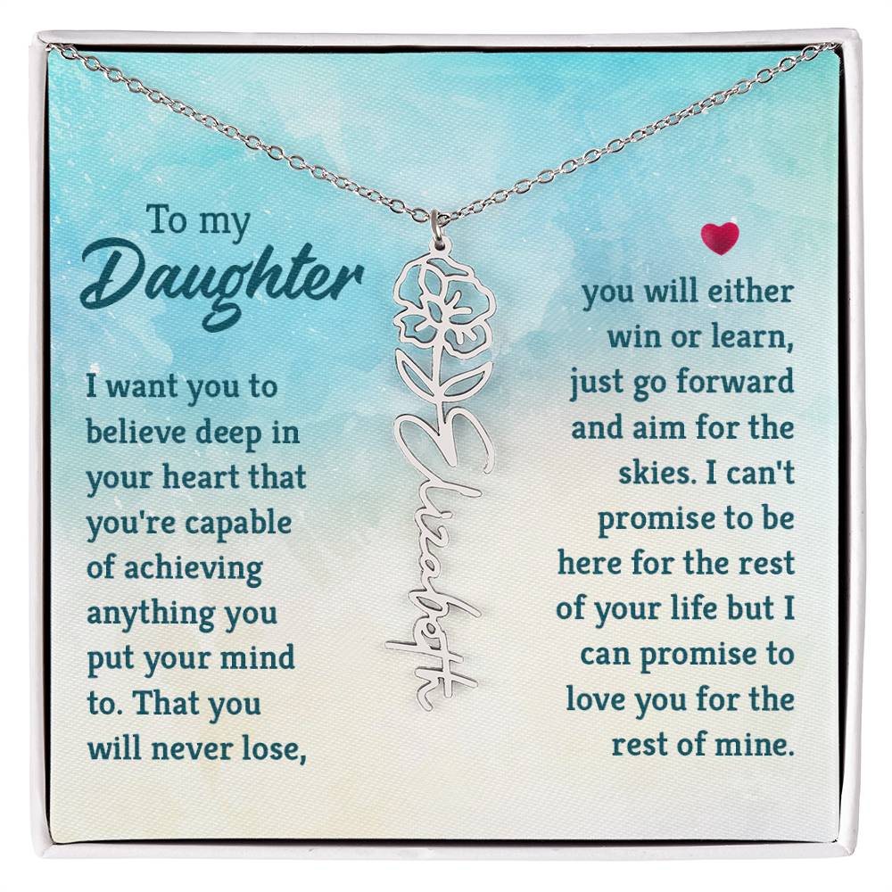 Custom Floral Name Necklace - Daughter