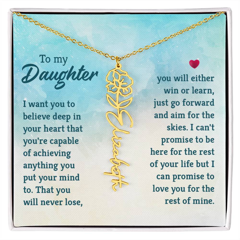 Custom Floral Name Necklace - Daughter