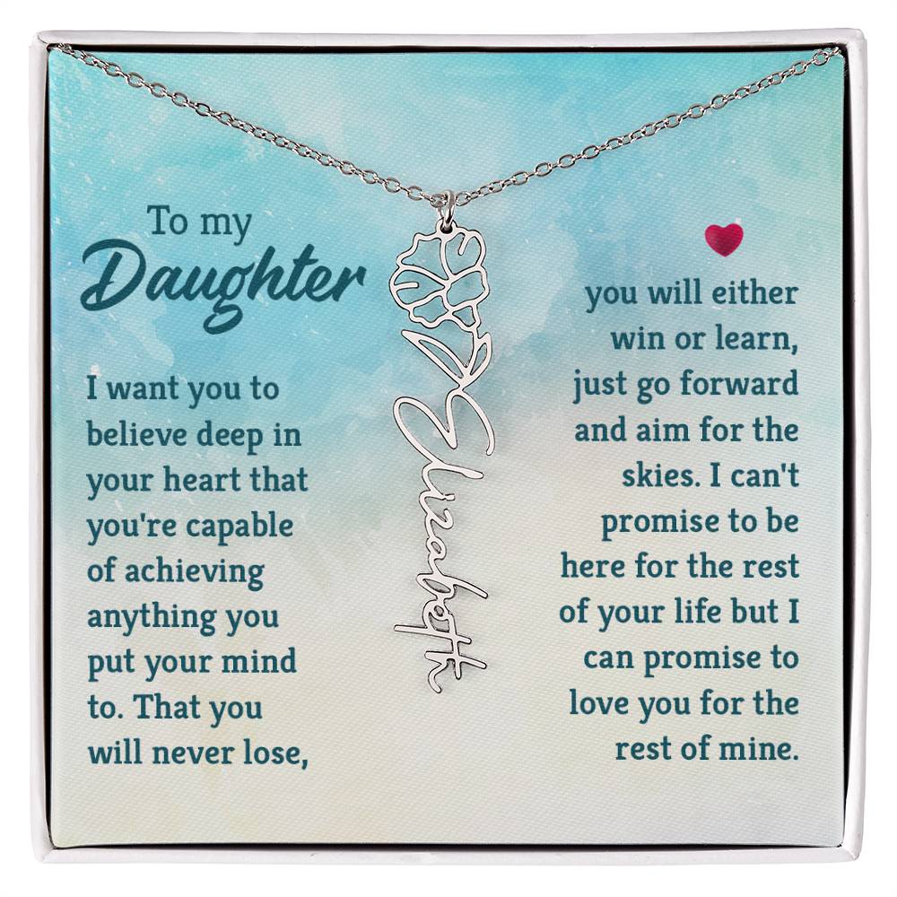 Custom Floral Name Necklace - Daughter