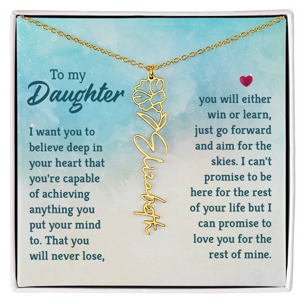 Custom Floral Name Necklace - Daughter