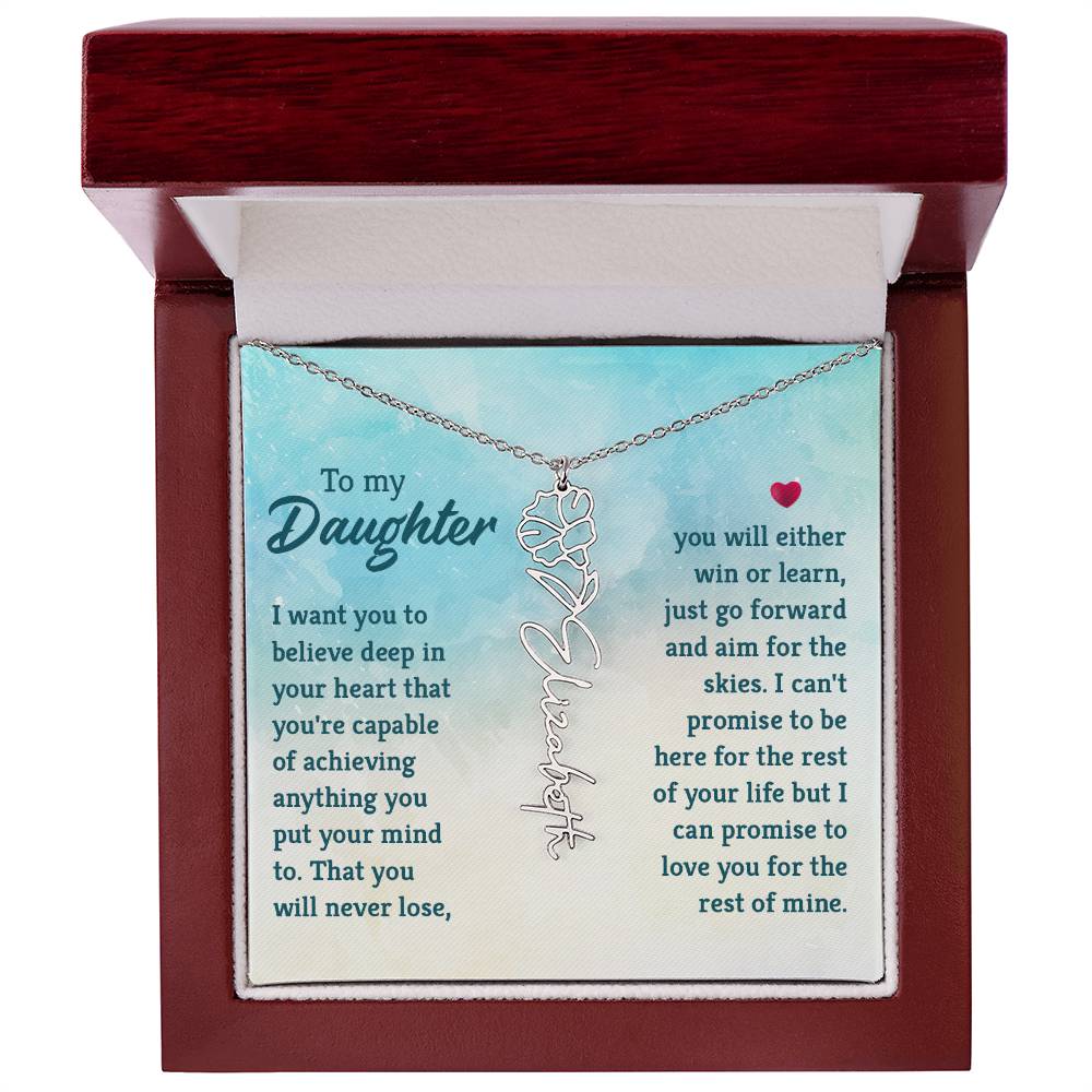 Custom Floral Name Necklace - Daughter