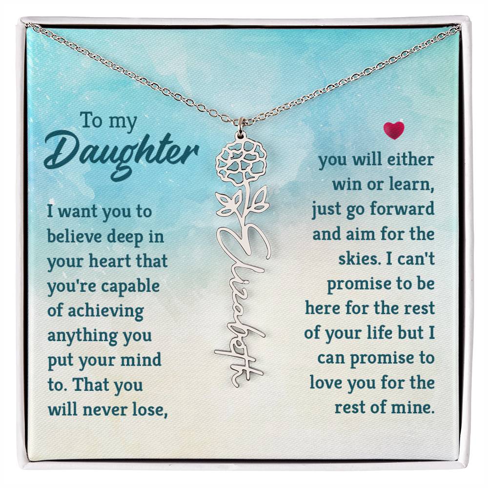 Custom Floral Name Necklace - Daughter