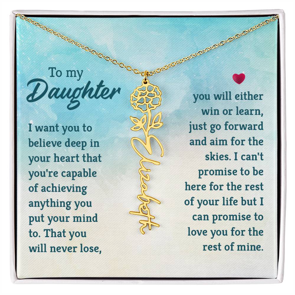 Custom Floral Name Necklace - Daughter