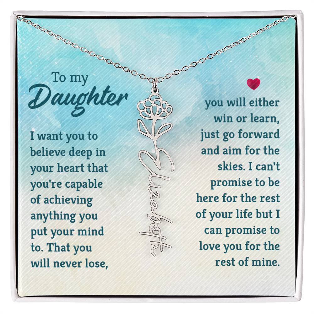 Custom Floral Name Necklace - Daughter