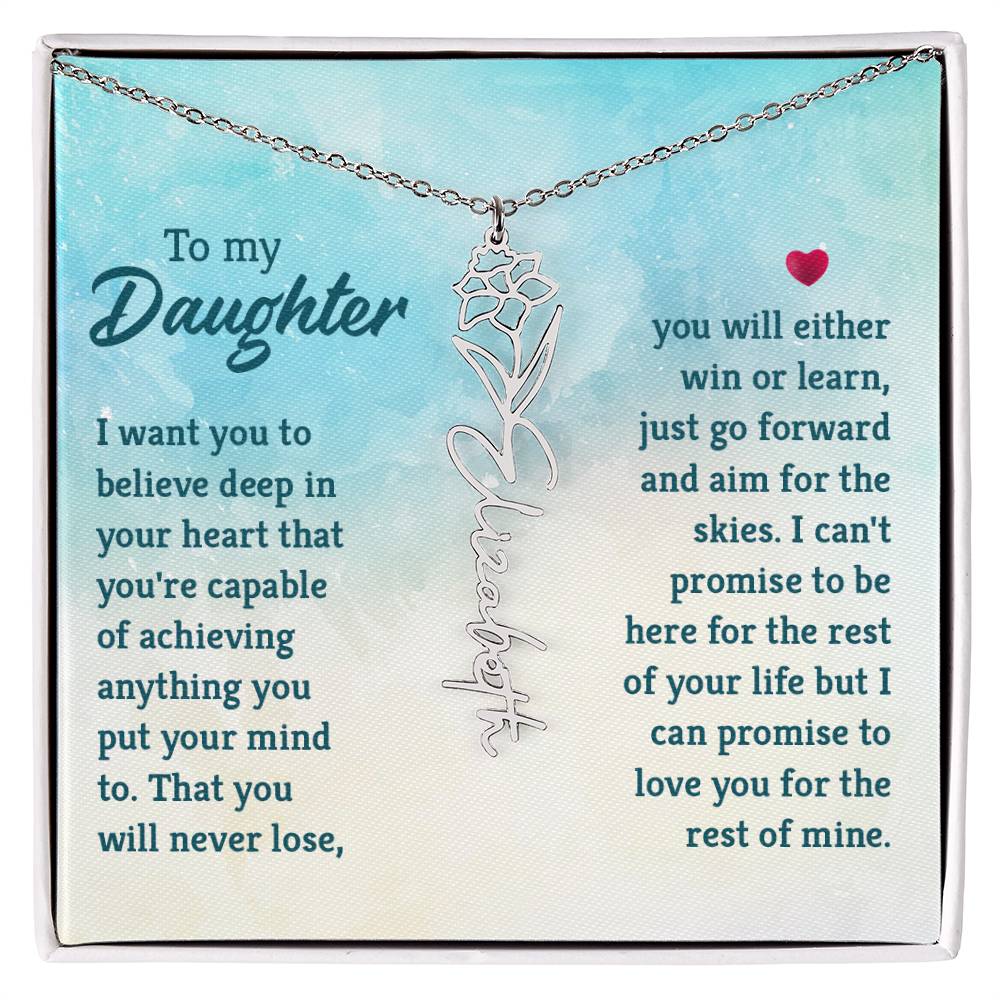 Custom Floral Name Necklace - Daughter