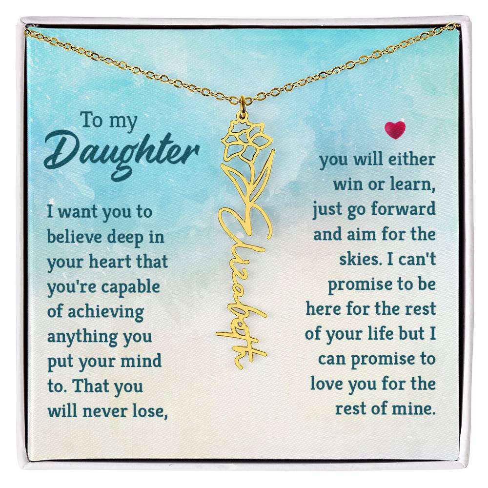 Custom Floral Name Necklace - Daughter
