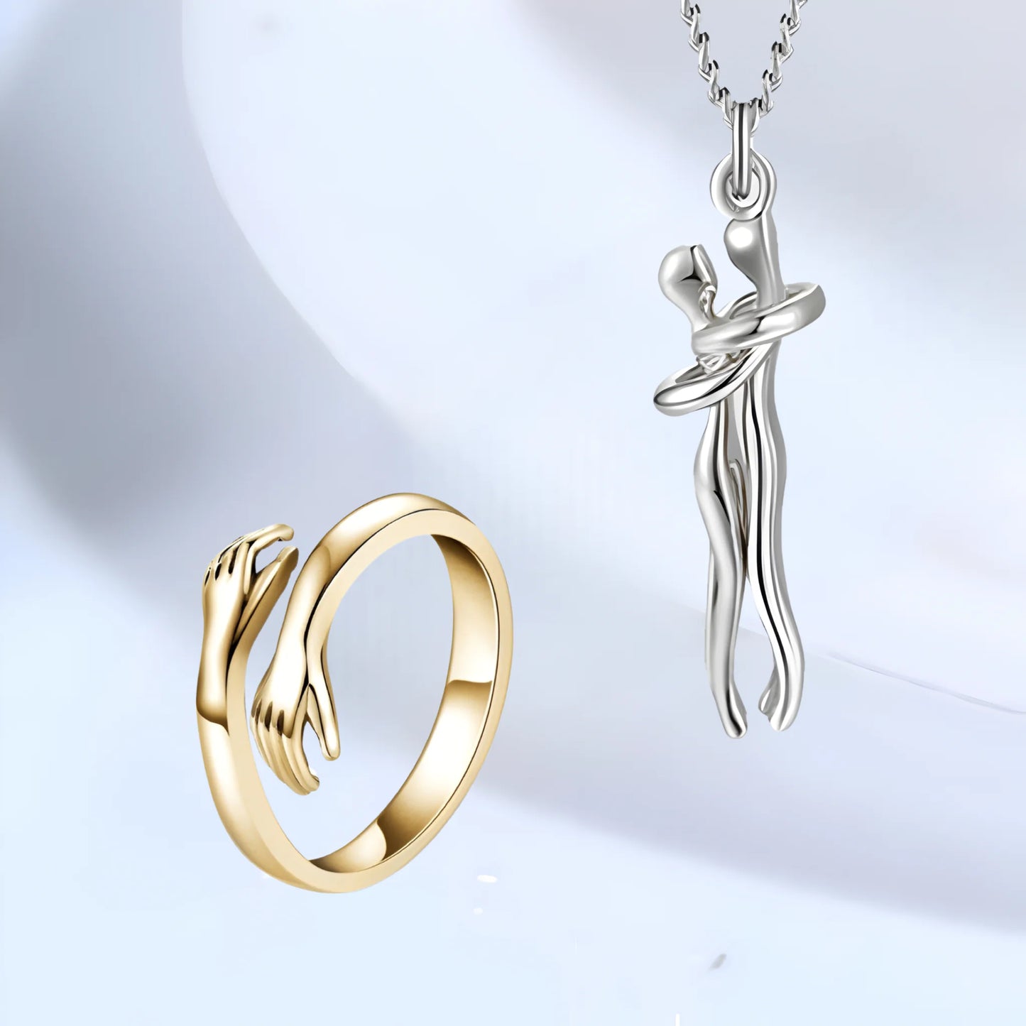 Hug Necklace Ring Set