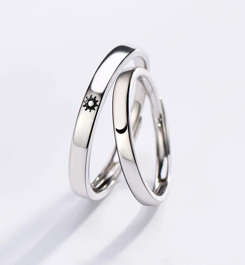 Minimalist Sun Moon Adjustable Ring