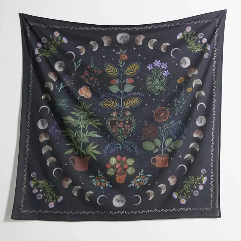 Botanical Moon Phase Tapestry