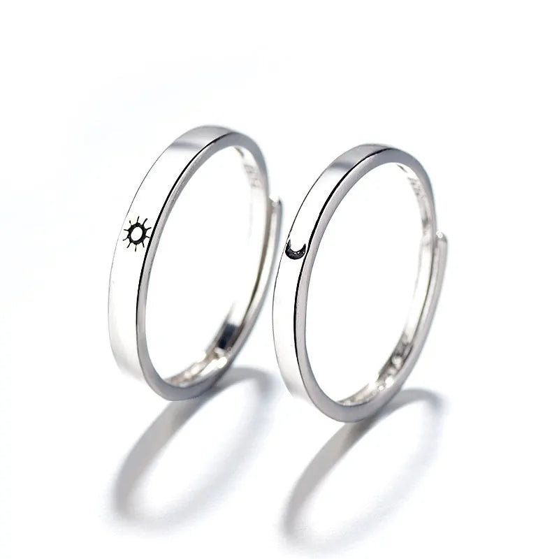 Minimalist Sun Moon Adjustable Ring