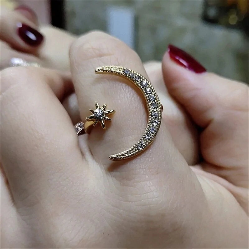 Crescent MoonStar Ring