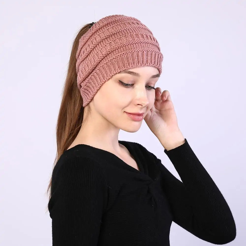 Knitted Ponytail Beanies