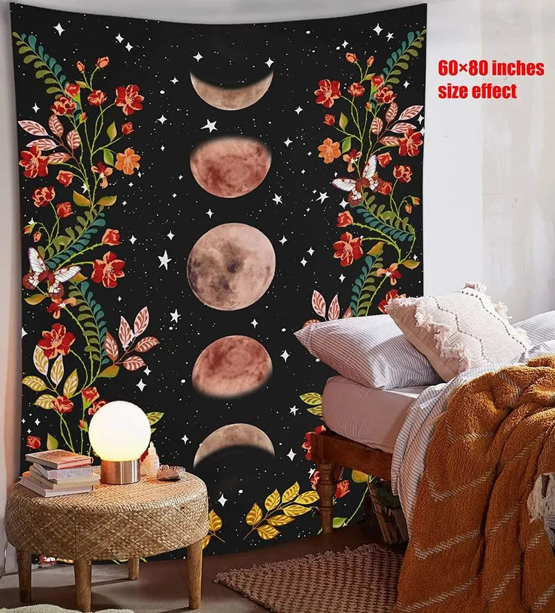 Floral Moon Phase Tapestry