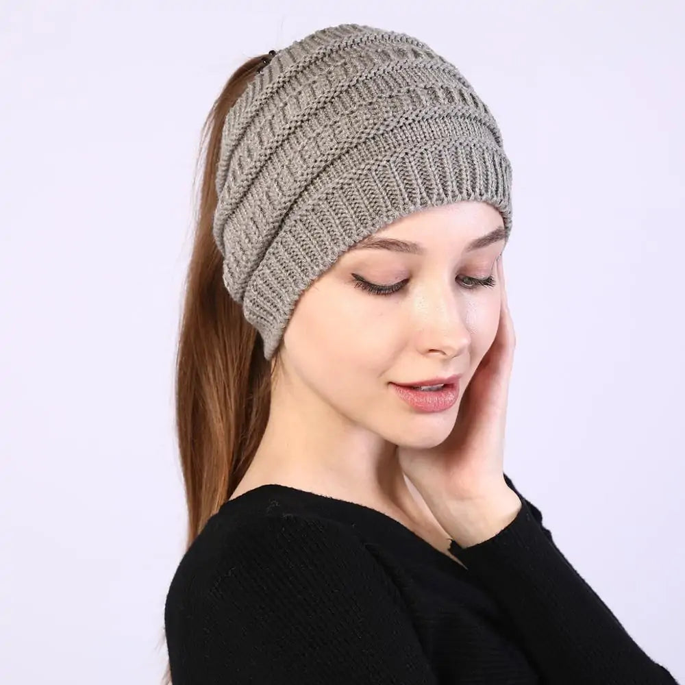 Knitted Ponytail Beanies