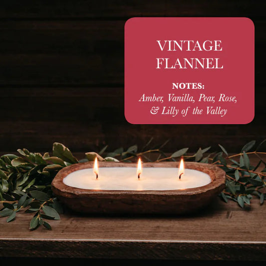 3-Wick Dough Bowl Candle - Vintage Flannel