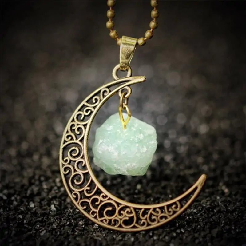 Crescent Moon Crystal Necklace