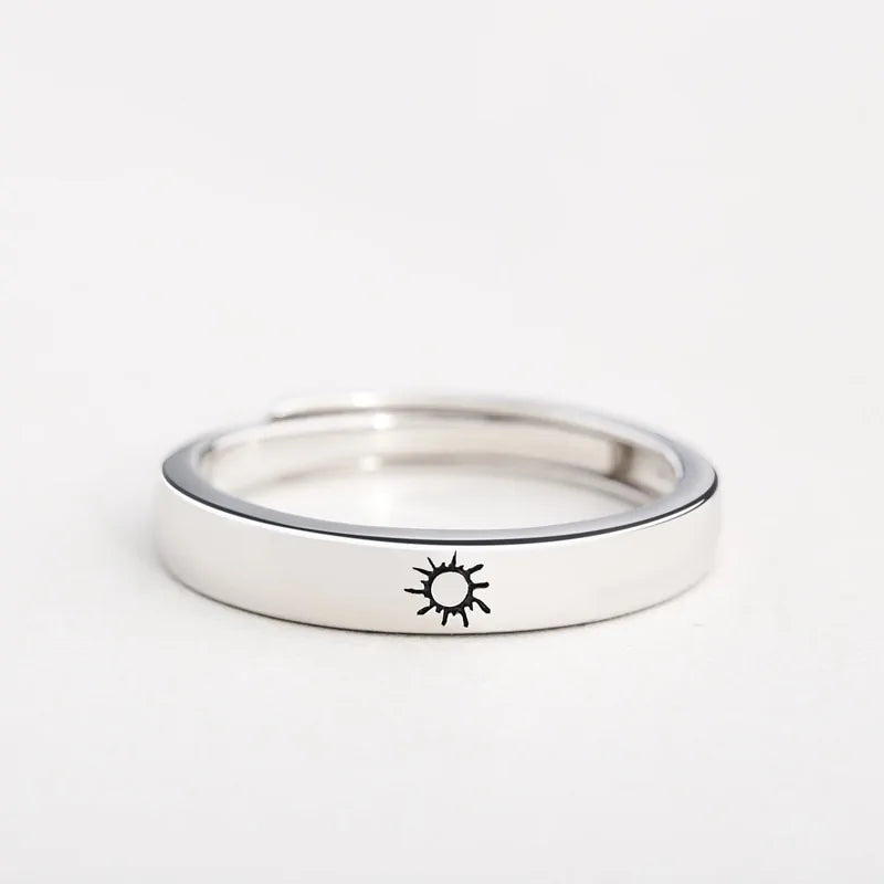 Minimalist Sun Moon Adjustable Ring