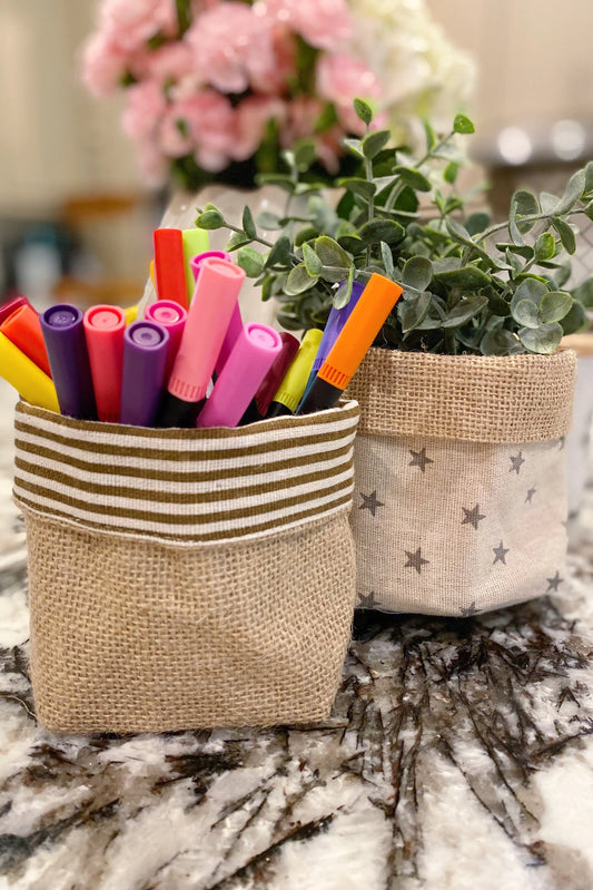 Reversible Burlap Plant Pot Cover