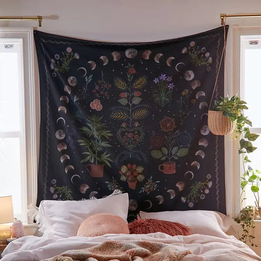 Botanical Moon Phase Tapestry