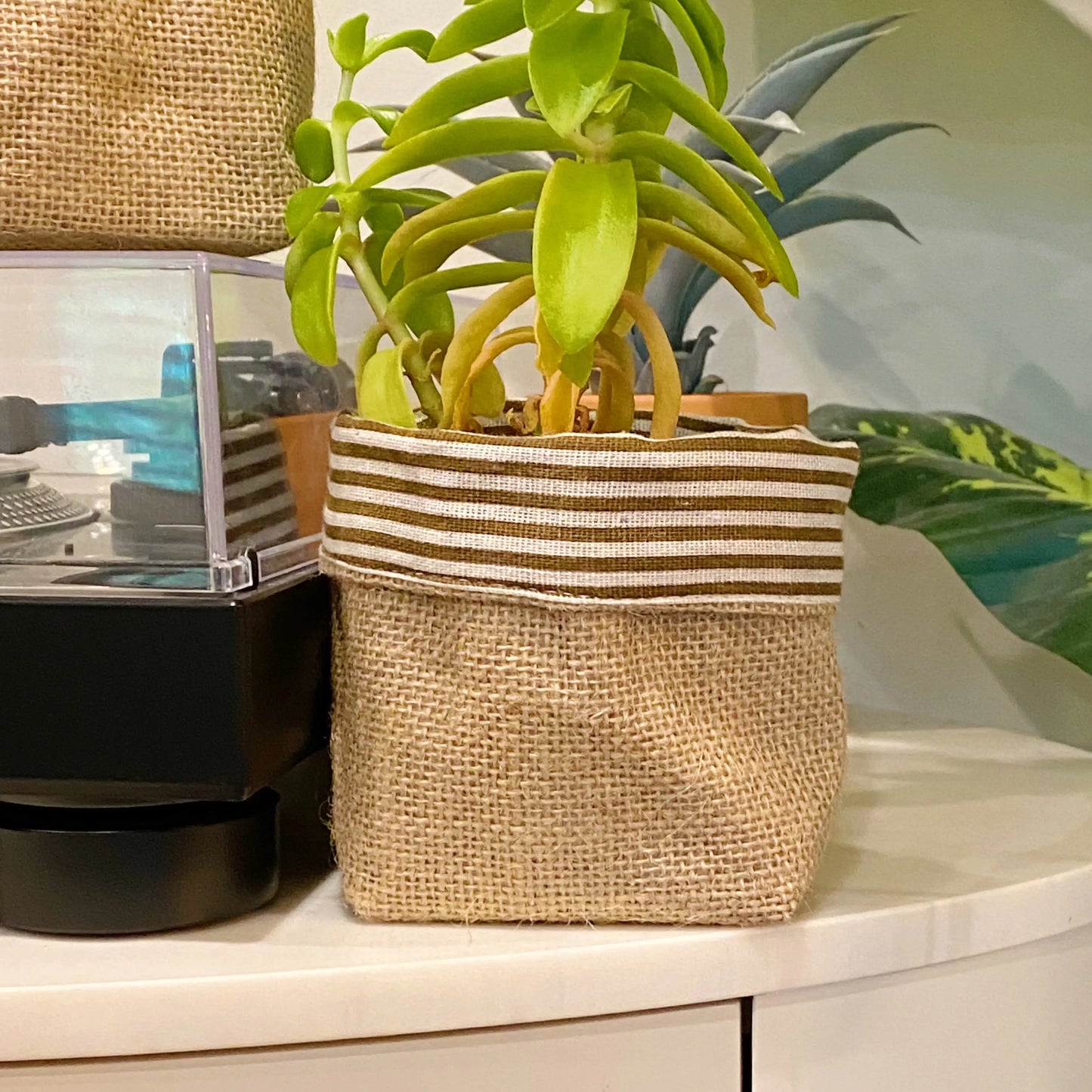 Reversible Burlap Plant Pot Cover
